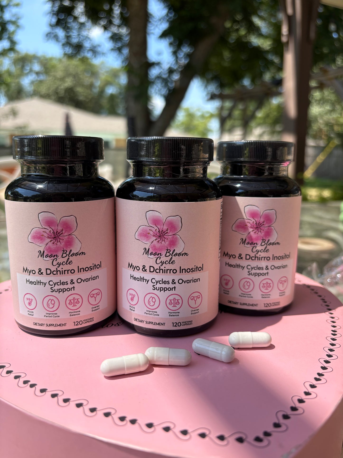 Moon Bloom Cycle Pills (3-Month Supply) | Myo-Inositol, D-Chiro Inositol, CoQ10, Vitamin D3, Vitamin B6, Vitamin B12, Folate & Magnesium Glycinate