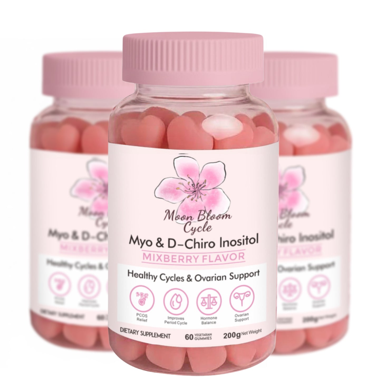 Moon Bloom Cycle Gummies (3-Month Supply) | Myo-Inositol, D-Chiro Inositol, CoQ10, Vitamin D3, Vitamin B6, Vitamin B12, Folate & Magnesium Glycinate
