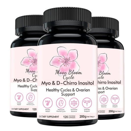 Moon Bloom Cycle Pills (3-Month Supply) | Myo-Inositol, D-Chiro Inositol, CoQ10, Vitamin D3, Vitamin B6, Vitamin B12, Folate & Magnesium Glycinate