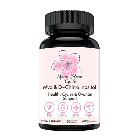 Moon Bloom Cycle 40:1 Myo-Inositol & D-Chiro-Inositol Capsules with CoQ10, Magnesium Glycinate, Vitamin D3, Folate, B6 & B12