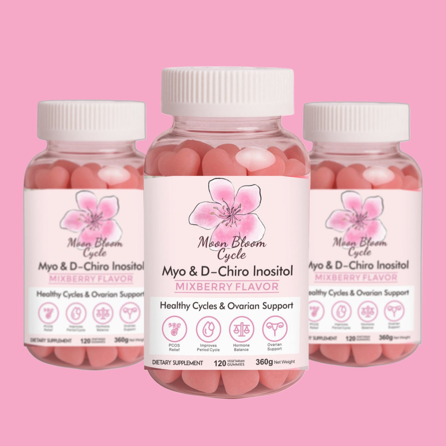 (Pack Of 3)Heart Moon Bloom Gummies ✨🌸