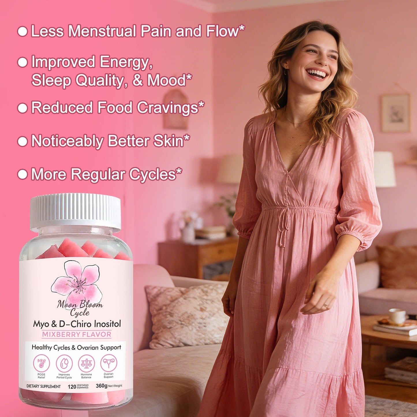 (2 Pack)Heart Moon Bloom Cycle Gummies 🌸✨