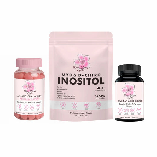 Moon Bloom Cycle 3-Month Supply Bundle
PCOS Support (Gummies + Pills + Hormonal Balance Powder)