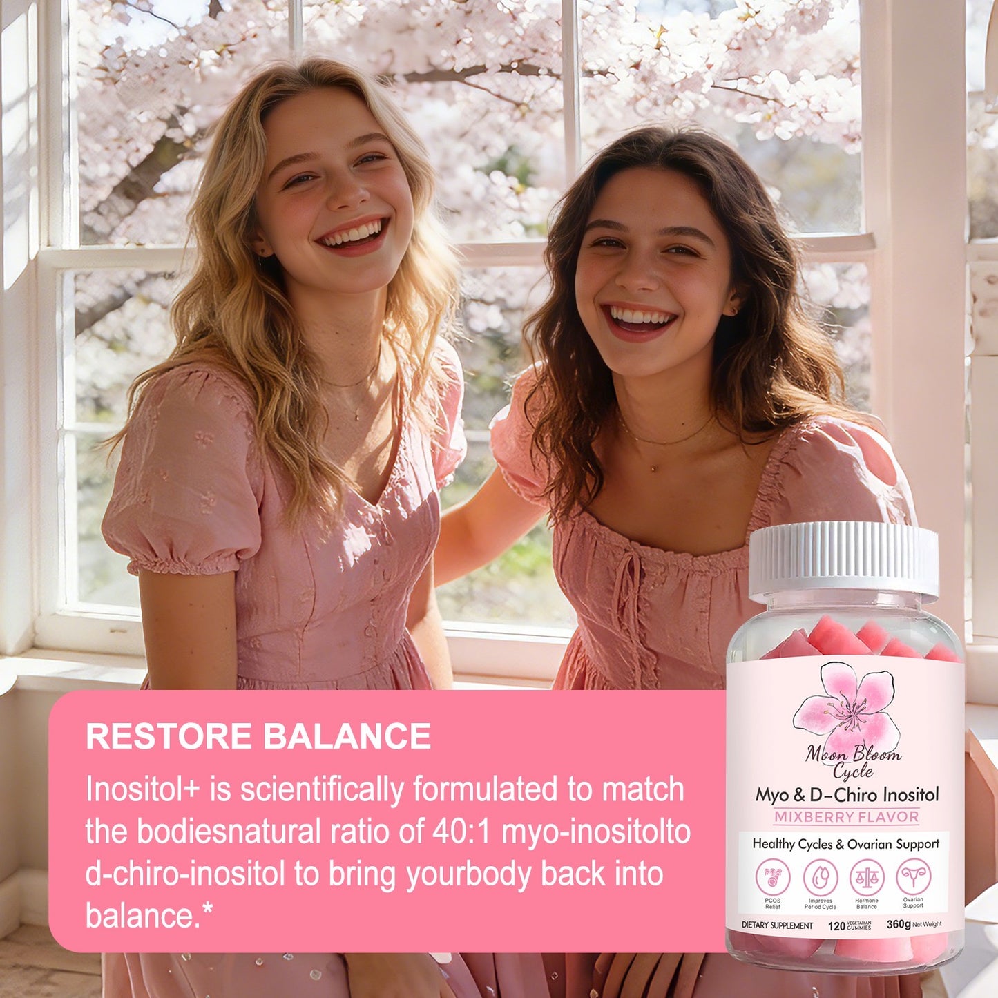 (2 Pack)Heart Moon Bloom Cycle Gummies 🌸✨